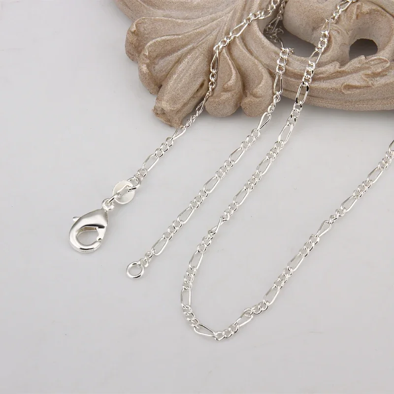 40cm-70cm 925 Sterling silver 2MM chain necklace 16-30inch Charm wedding for women Men jewelry fashion pendant necklace silver necklace silver necklace charms