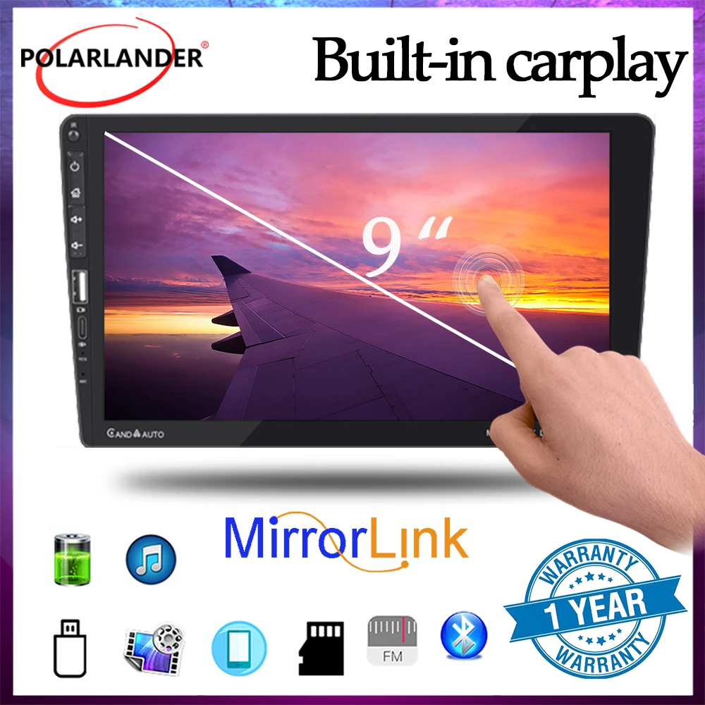 

PolarLander Car Multimedia Player Mirror link MP5 Player USB / AUX / TF Bluetooth WINCE FM 1DIN 9'' Touch Capacitive Screen