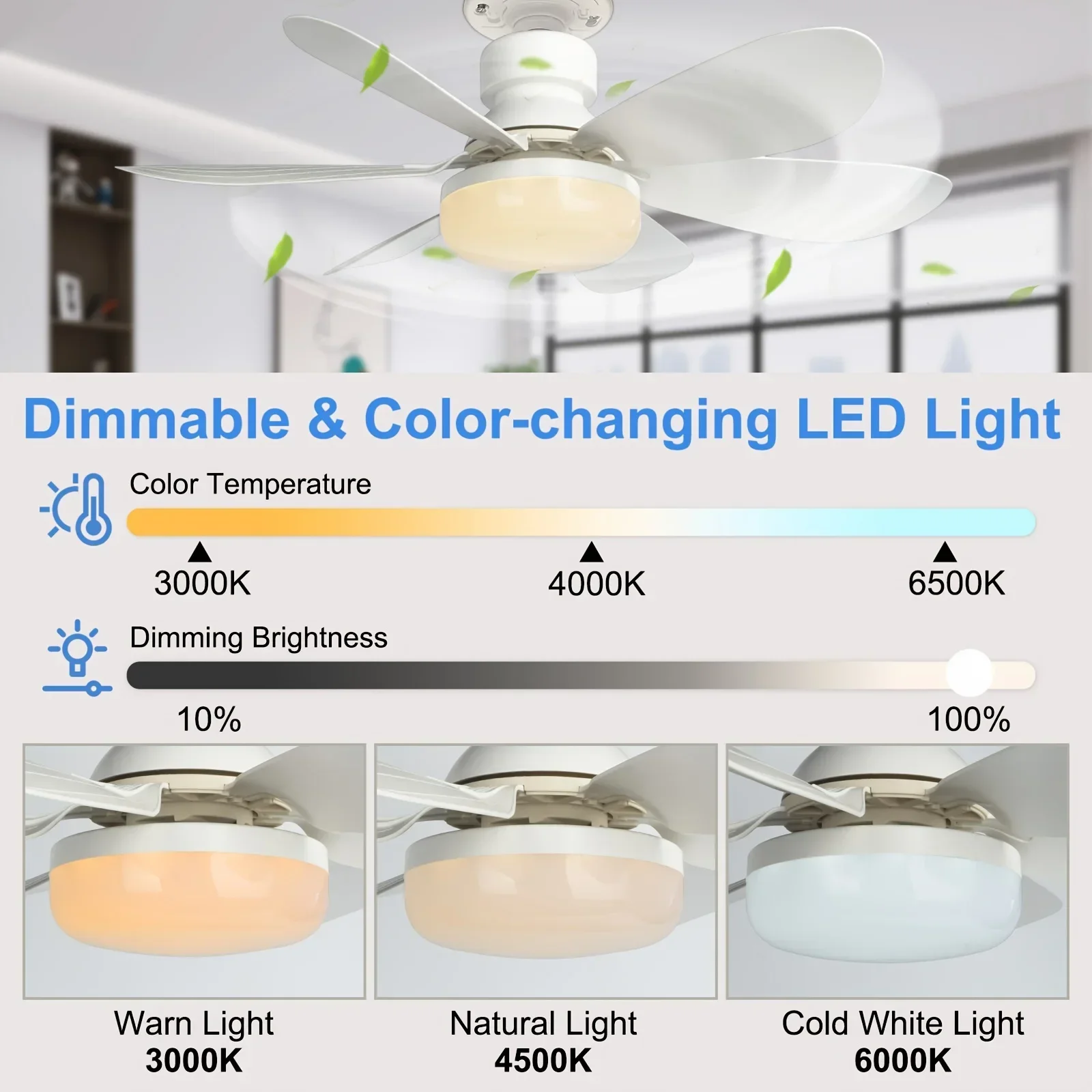 40W Socket Ceiling Fan with Light, 20.5in Screw Ceiling Fans with LED with Remote For Bedroom, Garage and Kitchen 5