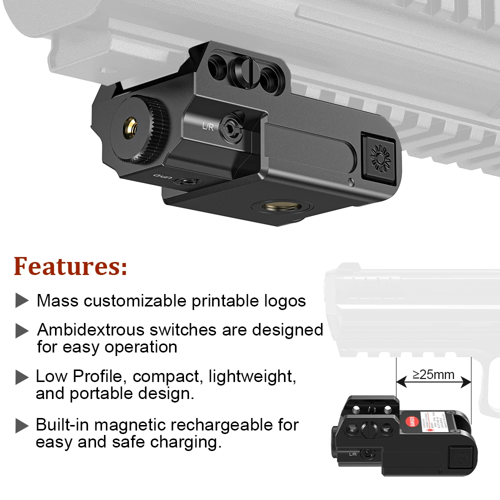 Compact 1080 Magnetic Charging Laser Sight Red/Blue Built-In Lithium Battery Sports & Outdoor Use Compatible