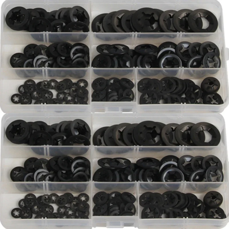 

280Pcs M3 M4 M5 M6 M8 M10 M12 Push-on Locking Washers Star Nut Metal Quick Speed Star Nut Locking Fastener Assorted Kit