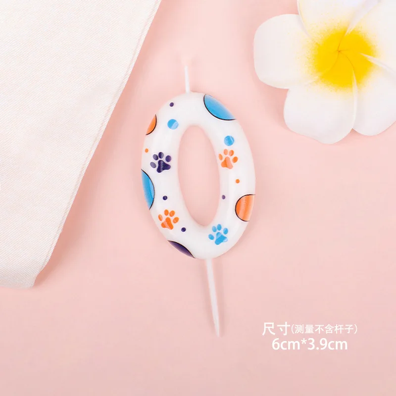 Cute Dog Paw Print Birthday Candle Digital Candle Happy Birthday Baby Shower Supplies Dessert Cake Topper Decor Candles