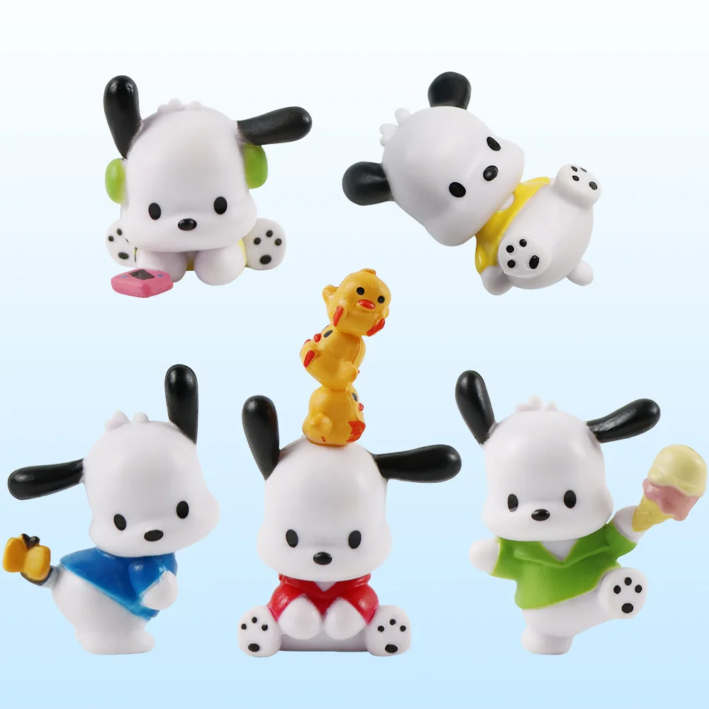 

Mini Pochacco Action Figure 5Pcs/Set Sanrio Anime Figures Kawaii Model Toys Birthday Cake Decoration Gifts For Kids