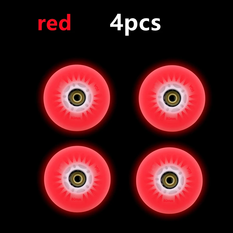 4pcs LED Flash Wheel PU Tires for Inline and Roller Skates