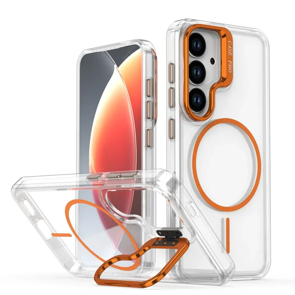 Luxury Clear Magnetic Lens Stand Phone Case with MagSafe Integration