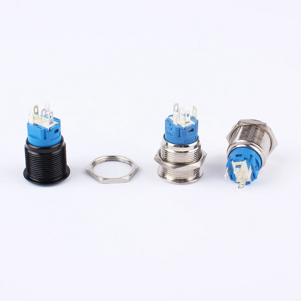 19mm Waterproof Momentary Latching Metal Doorbell Bell Horn Push Button Switch LED Ring Mark Fixation 5V 12V 24V 220 Lock Reset