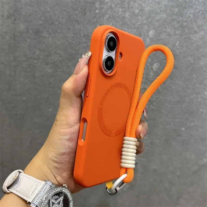 Liquid Silicone Magnetic Lanyard Phone Case with Bracelet - Soft Skin Feel Cover
