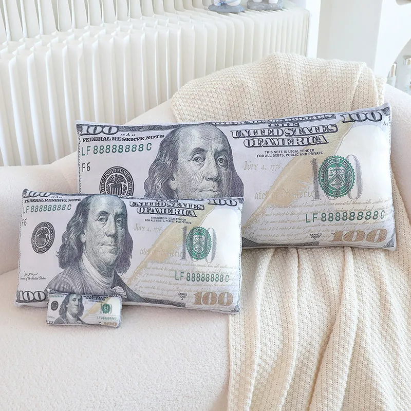 Two Sizes U.S. Dollar Plush Pillow Stuffed Currency Long Cushion Sleeping Bolster Head Support Plushie Present 4