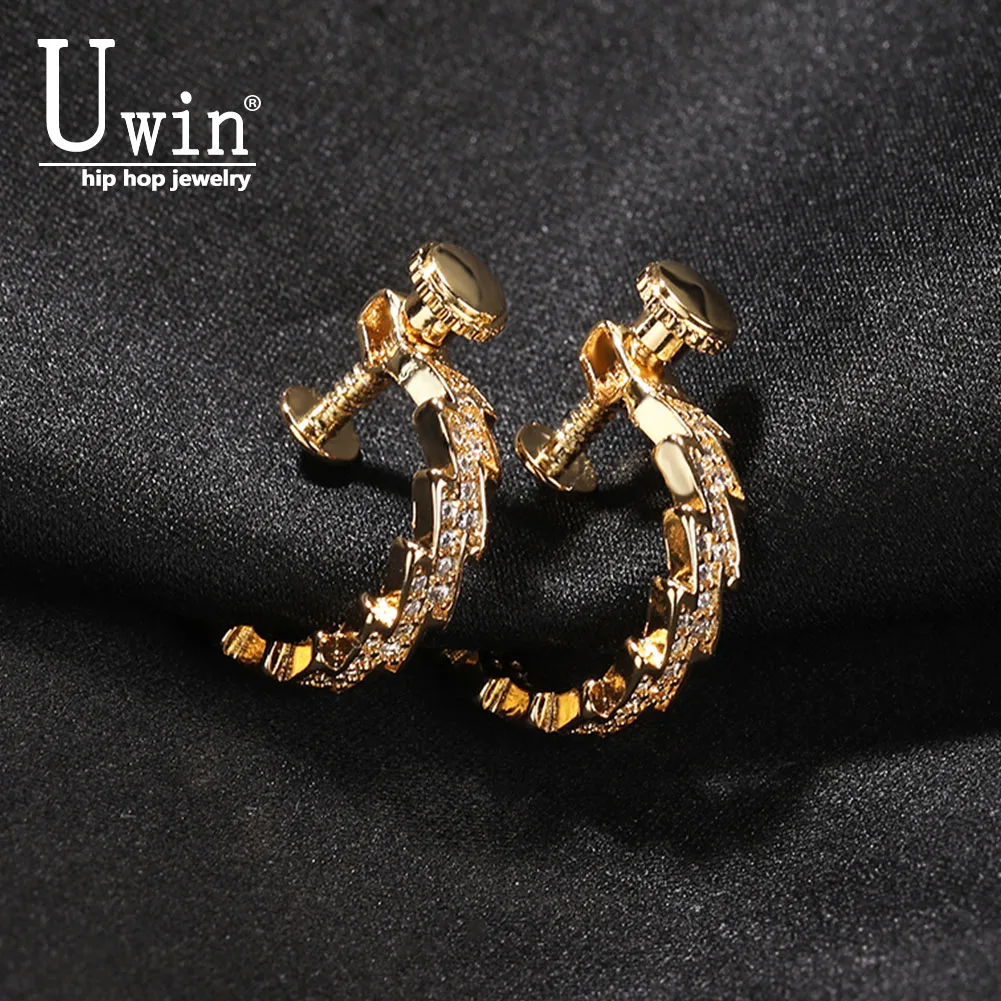 

Uwin Lightning Earrings With CZ Stone Fulmination Ear Studs Screw Back Fashion Jewelry