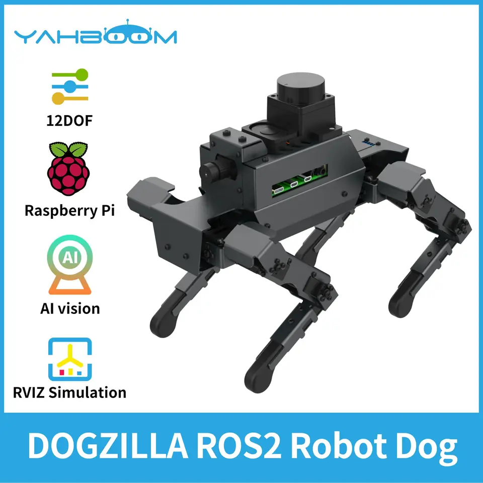 Yahboom 12DOF AI大型モデルメタルビジュアルロボット犬バイオニック