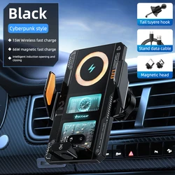 Magnetic Wireless Car Charger with Infrared Sensor and 66W Fast Charging (Black)