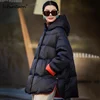 Schinteon Women Down Jacket Casual Loose Over Size Warm Autumn Winter Outwear White Duck Down with Hood Fashion Coat 2024 New 1