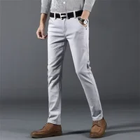 6 Colors New Men's Stretch Cotton Slim Casual Pants Classic Business Fashion Elastic Comfortable Trousers Male Clothes 2