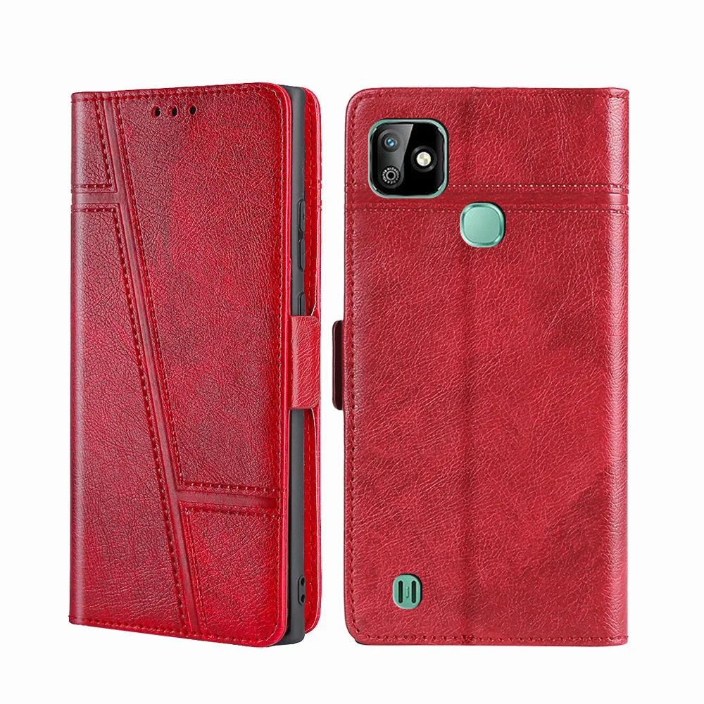 Leather Wallet Phone Flip Cover with Magnetic Closure and Card Holder Stand