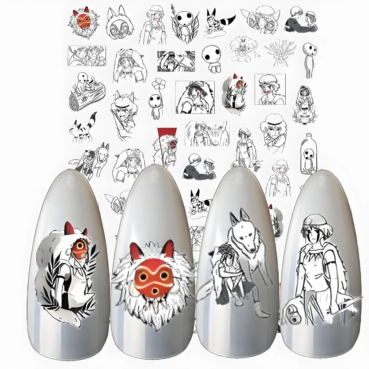 TSC-317 Hayao Miyazaki Neighbor Totoro Howl Face Man Anime Collection 3d Nail Art Stickers for DIY Nail Fashion