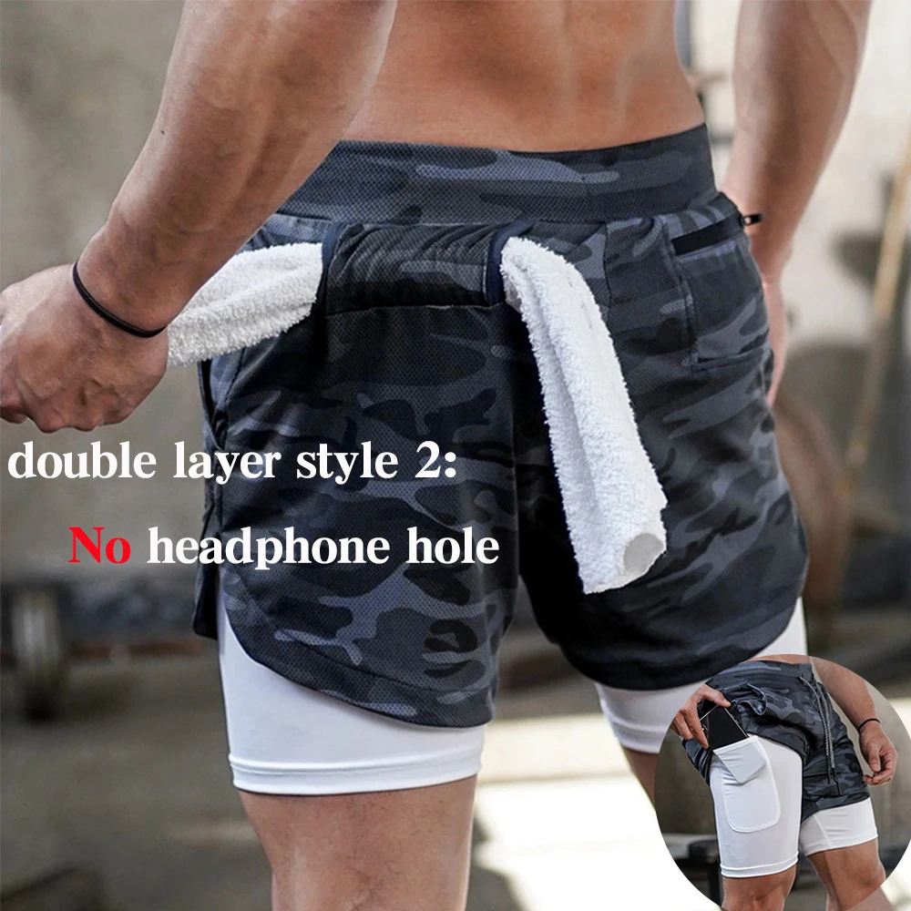 2022 Running Shorts Men Fitness Gym Training Sports Shorts Quick Dry Workout Gym Sport Jogging Double Deck Summer Men Shorts 3
