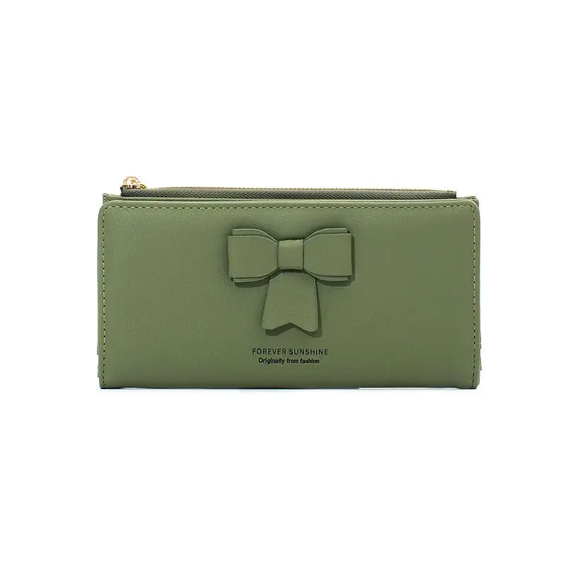 

Korean Version of Fashion Women's Long Wallet New Niche Design Bow Folding Wallet Multi-card Holding Bag