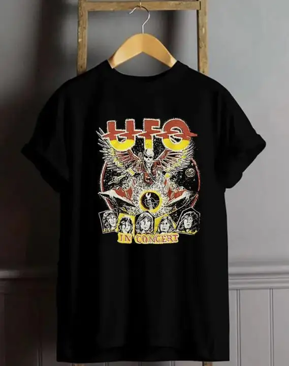 

Черная хлопковая Футболка UFO Band для мужчин и женщин