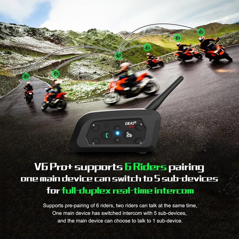 EJEAS V6 PRO+/PLUS Motorcycle Helmet Bluetooth Walkie