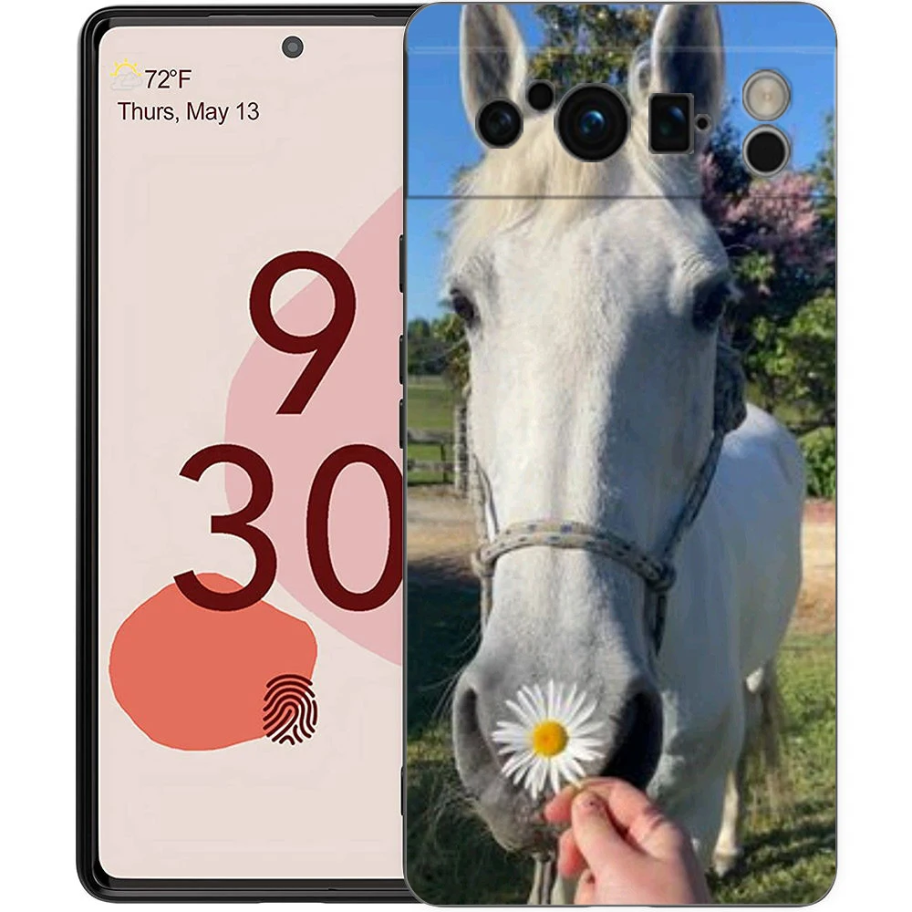 Luxury Equestrian Horse Black Soft TPU Phone Case