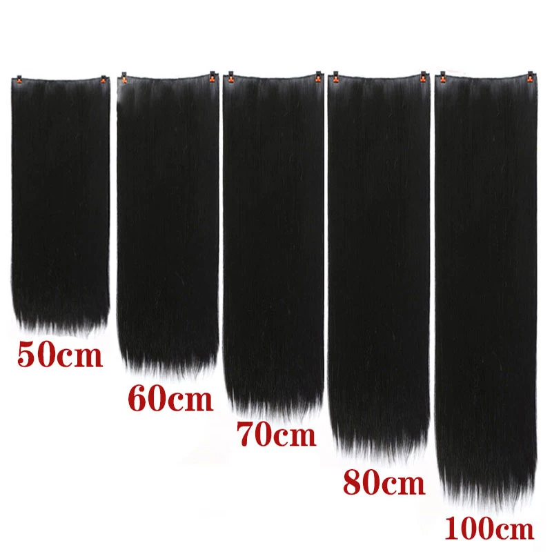 Aosiwig Synthetic 5 Size Long Straight 5 Clip in Hair Extensions Black Brown Natueal Fake Heat Resistant Hair Piece For Women image_1