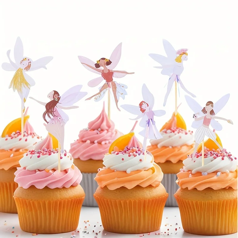 cake topper cake toppers cake decorations birthday party supplies party decorations 12/24pcs Fairy Cupcake Topper Girl Birthday Cake Topper Fairy Themed Party Decorations Ballet Dancer Cake Decoration