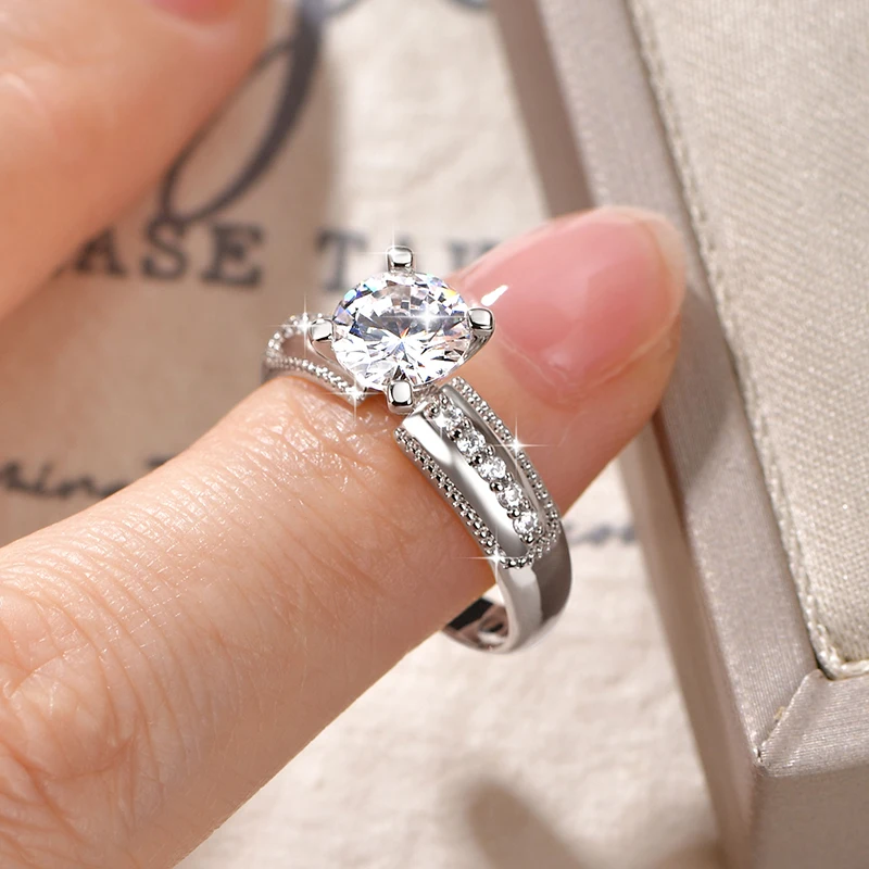 Rrjzz 7 mm 1,25 CT Solitär-Verlobungsringe mit rundem Schliff und simuliertem Diamant für Damen, klassischer Hochzeits-Brautring, Schmuck, Geschenke – Detail 20