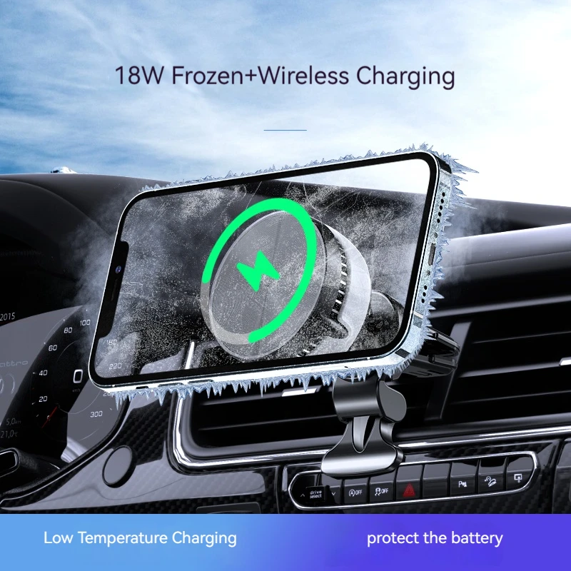 

18W Car Magnetic Wireless Charger Cooling Dock for iPhone 12 Pro 13 14 QI Wireless Chargers Car Holder for Samsung Huawei