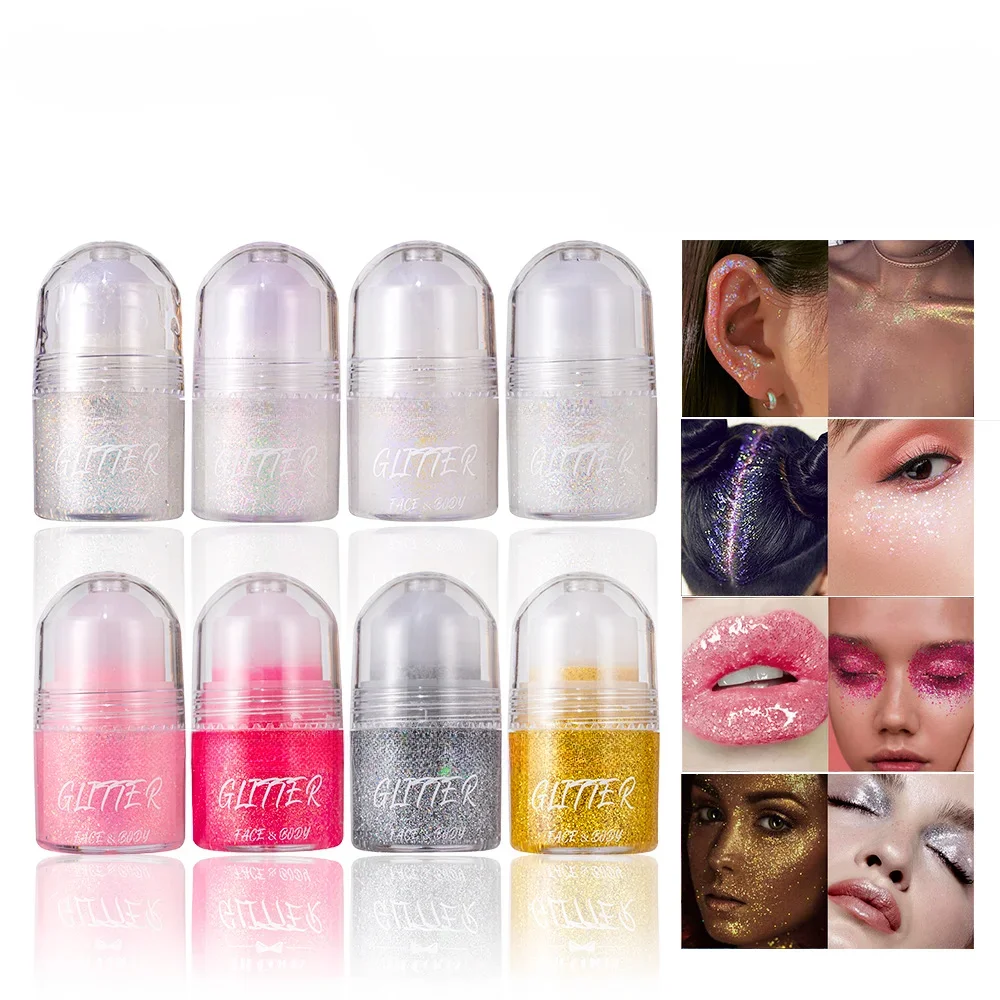 Rolling Sequins Glitter Gel Face Body Painting Shine Liquid Green White Pearl Gloss Eye Shadow Brighten Stage Makeup Decoration 2