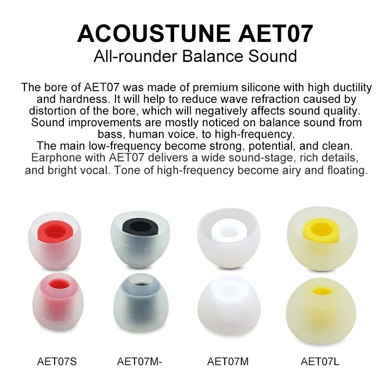 Acoustune Genuine Ear Tips For AET07 Eartips Silicone Earbuds in Ear Earphone IEM Earplugs Accessories