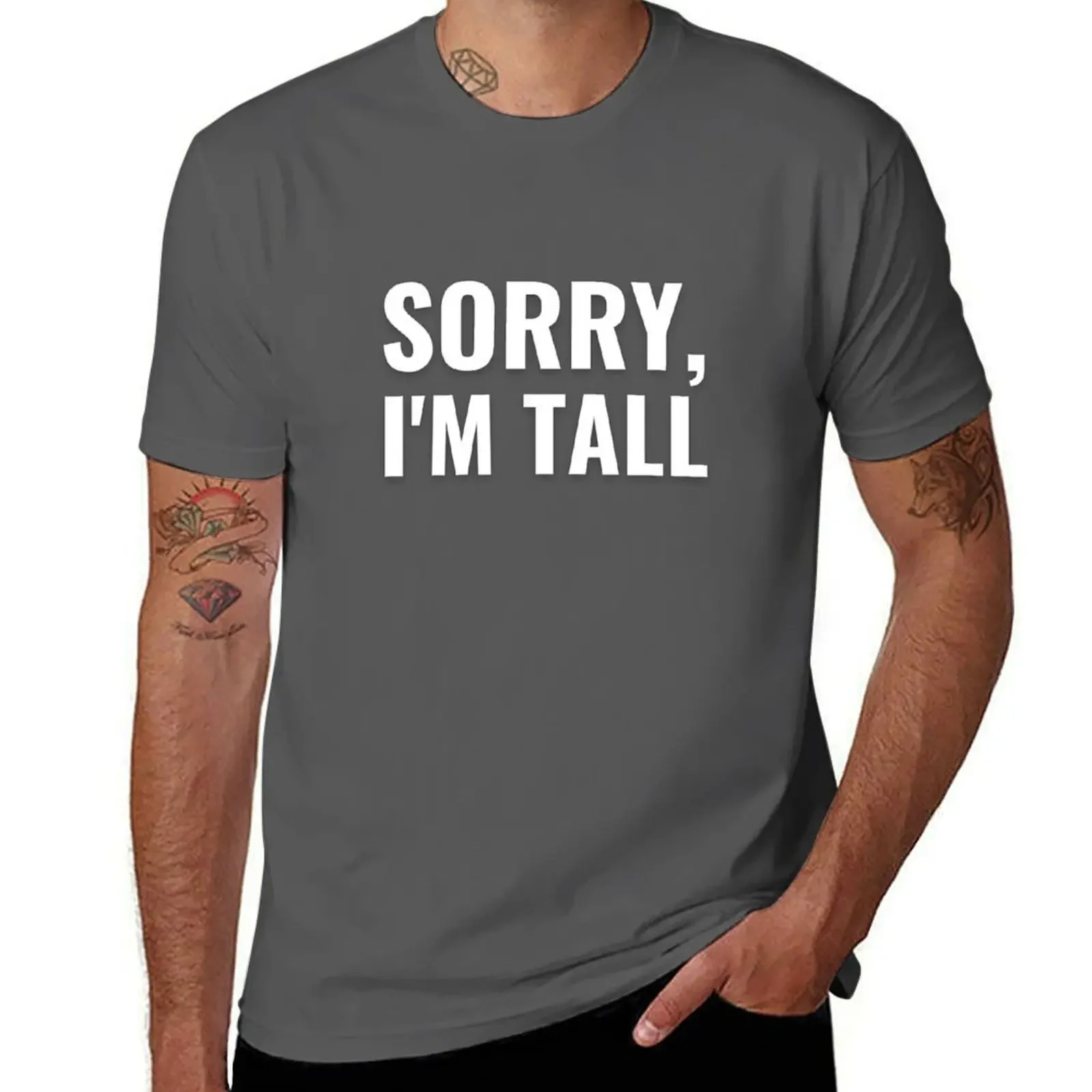 

Sorry I'm Tall Funny T-shirt summer tops blacks black t-shirts for men