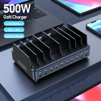500W Universal Multi USB C Charger PD 100W Desktop Fast Charging Sation Phone/Tablet/Laptop Stand Dock Holder for iPhone Samsung