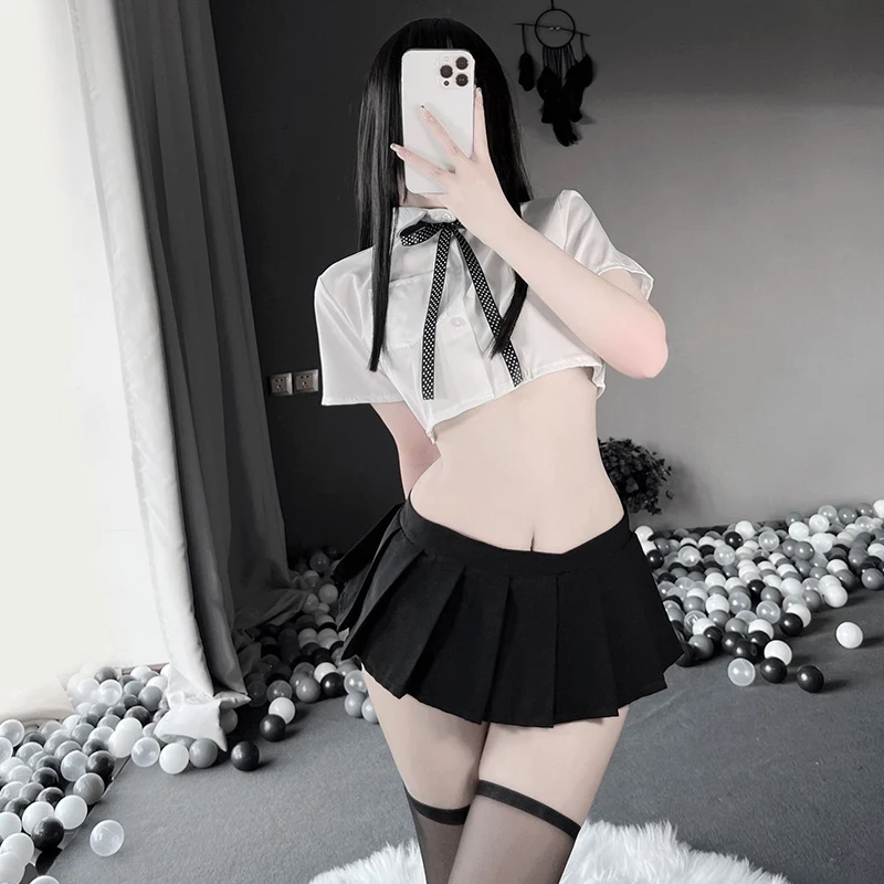 

Hot Student Uniform Cosplay Adult Women Japanese Erotic Costume Babydoll Role Play Sexy Lingerie Costumes Short Tops Skirt