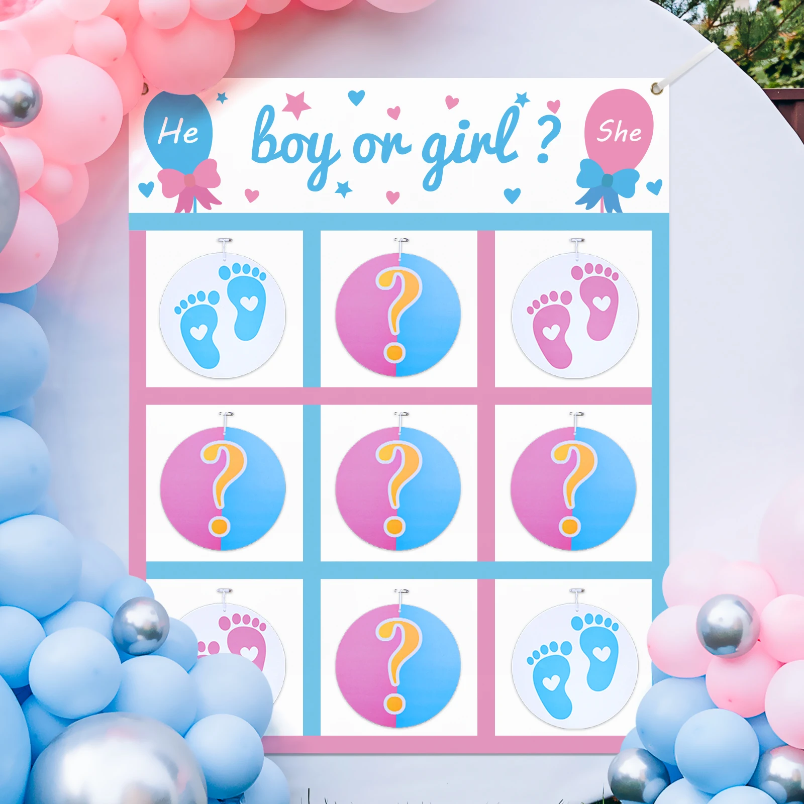 

OurWarm 10 шт., для игры в пол, Tic Tac Toe, настольная игра с надписями для мальчиков или девочек, знак «He or She», «Baby Shower», пол, Декор