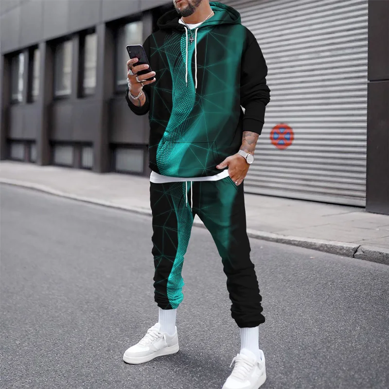 Autumn Fashion Hoodie Suit 3D Print Men's Hoodie 2 Piece Set Streetwear Pullover Sweatshirt Male Casual Tracksuit Hoodie Set