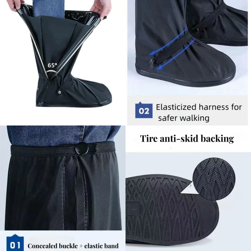 S-XXL Reusable Motorcycle Bike Rain Shoes Cover Anti-Slip Boot Pants Covers Unisex Cycling Shoes Protectors For Rainy Snowy Day_voghion.com