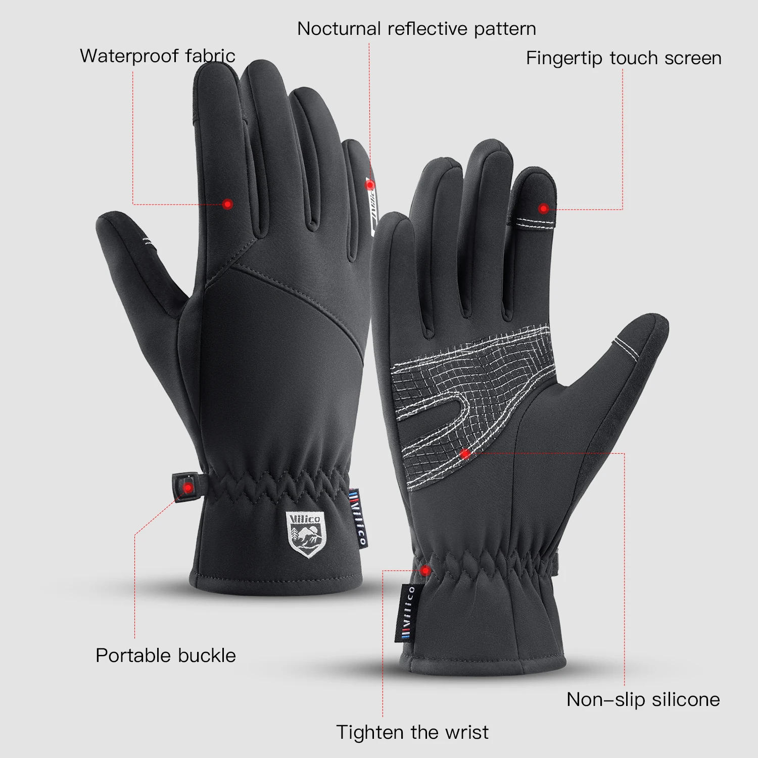 Thicken Winter Gloves Neoprene Waterproof Fleece Warm Cold Weather Gloves Touchscreen Thermal Gloves for Bike Cycling Running 2