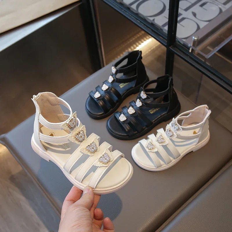 Black Beige Kids Summer Sandals Non Slip Open Toe