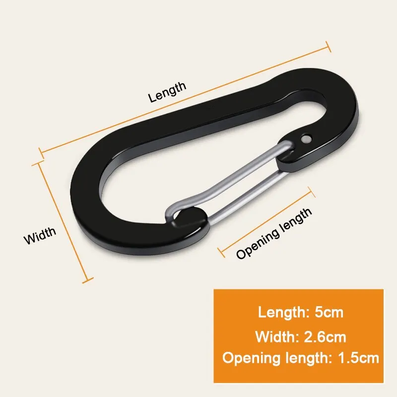 Climbing Buckle Climbing Carabiner Mountaineering Buckle Outdoor Camping Multi Functional Quick Hanging Stainless Steel Spring Buckle Safety 6PCS