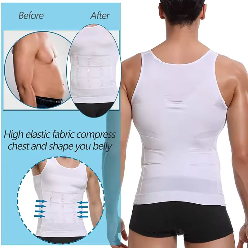 Body Shaper Uomo - Gilet Dimagrante Compressione, Canottiera Modellante Faja, Invisibile