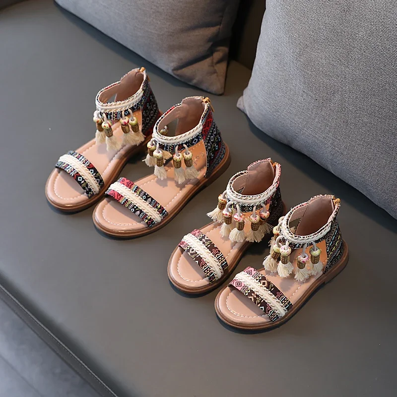 Girls' Gladiator Tassel Sandals 2