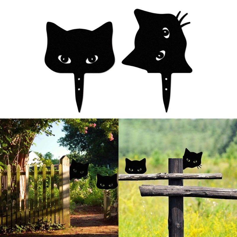 

Farm Peeping Cat Garden Stake Metal Animal Yard Stakes Garden Decor for Outside Lawn Outdoor Decoration DropShip