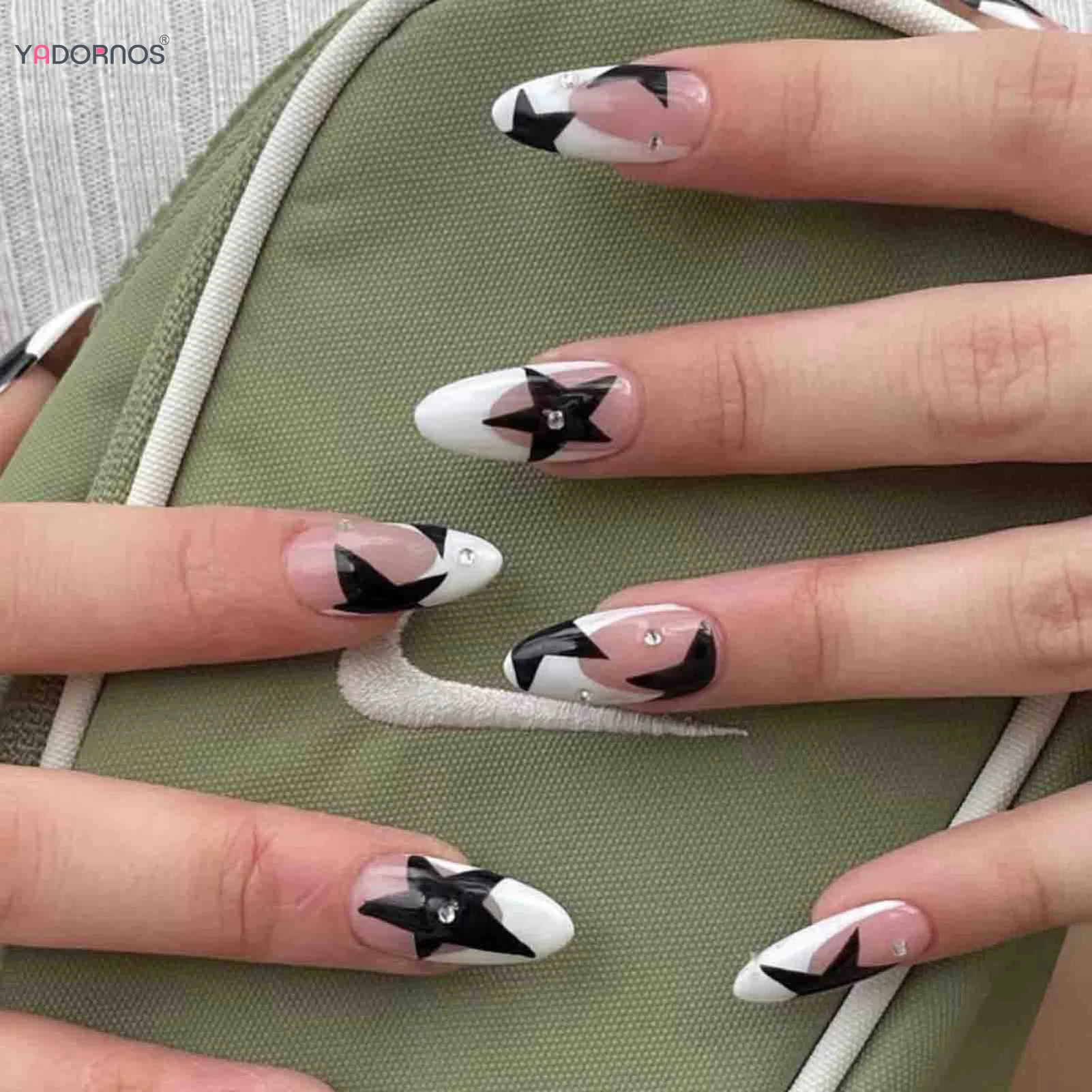 Black And White Tip Acrylic Nails