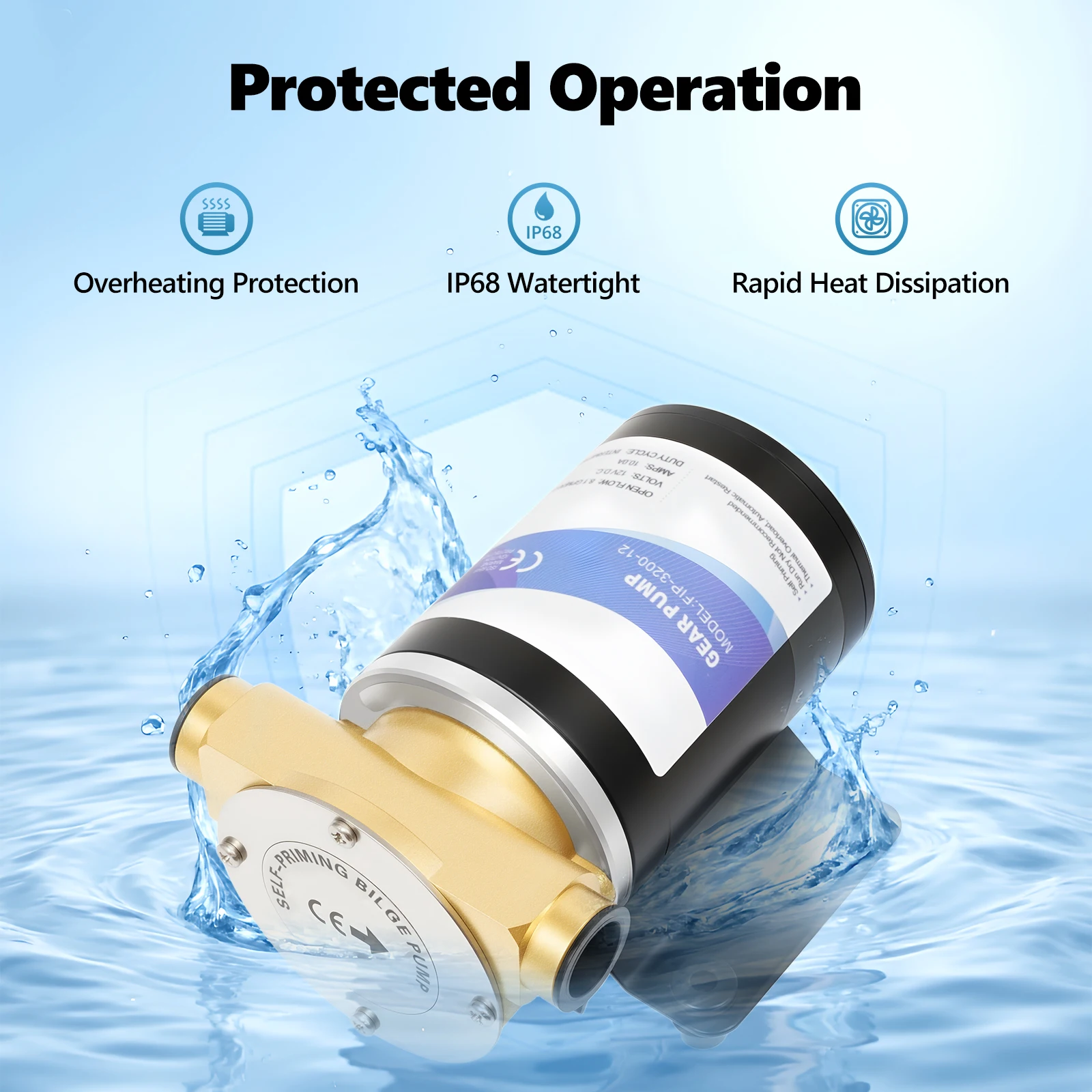 120 W IP68 Hochdruck-Wasserpumpe, 2850 U/min, 30 l/min, maximale Hubhöhe 9,84 Fuß, für landwirtschaftliche Bewässerung, Teichentwässerung, Gartenbewässerung – Detail 3