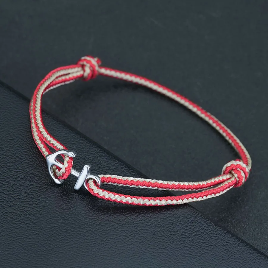 Mens Stainless Steel Anchor Bracelet Adjustable Nautical