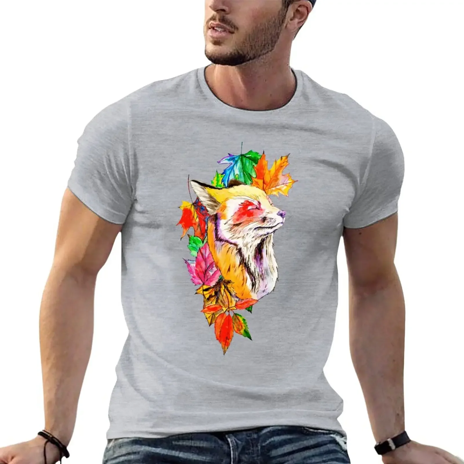 

fox in the leaves. autumn T-Shirt funnys aesthetic clothes sports fans men clothes
