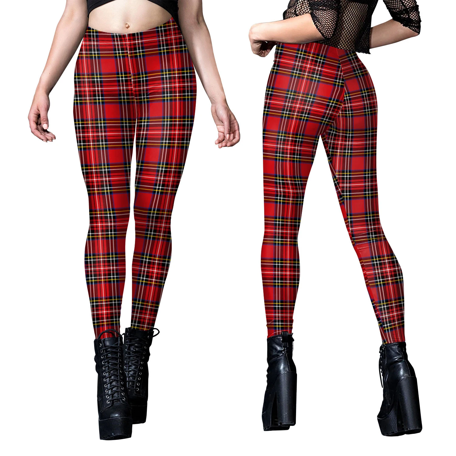 Happy Christmas Red Striped Plaid Print Women Leggings Sexy Soft Elasticity Pants Fitness Workout Xmas Party Leggings