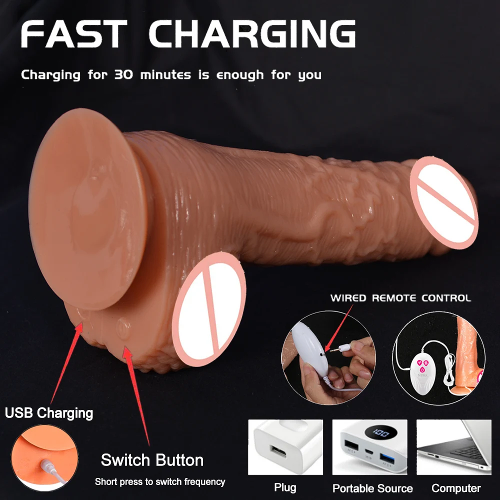 Telescopic Vibrator Thrusting Realistic Dildo Female Masturbation With Suction Cup Heating Penis Remote Control Dick for Women sex toys