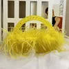 Pearl Bead Bag With Ostrich Feather Fur Designer Brand Clear Acrylic Crystal Stone Box Tote Handbag Women Handmade Party Purse 5