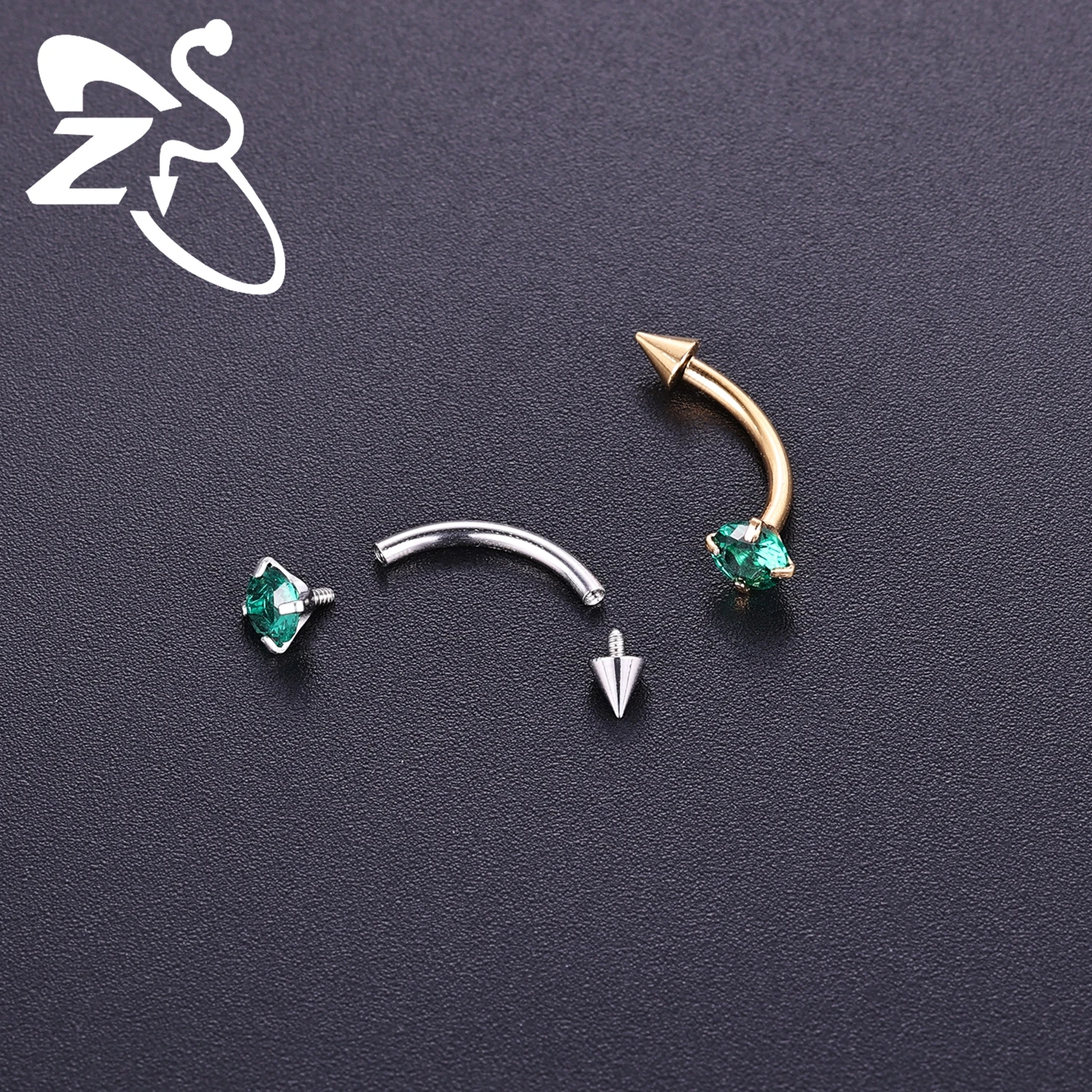 ZS 1개 16G 스테인리스 스틸 오팔 눈썹 스터드 8/10MM 눈썹 피어싱 달 하트 꽃 모양 립 피어싱 쥬얼리
